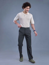 L&C Dark Grey | Straight Fit | Regular Length | Side Elasted Casual Trousers For Men | PV 4 Way Lycra | Plain