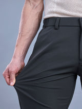 L&C Dark Grey | Straight Fit | Regular Length | Side Elasted Casual Trousers For Men | PV 4 Way Lycra | Plain