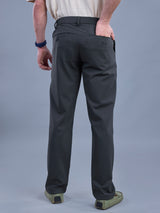 L&C Dark Grey | Straight Fit | Regular Length | Side Elasted Casual Trousers For Men | PV 4 Way Lycra | Plain