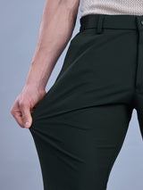 L&C Olive | Straight Fit | Regular Length | Side Elasted Casual Trousers For Men | PV 4 Way Lycra | Plain