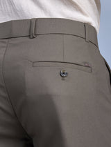 L&C Khaki | Straight Fit | Regular Length | Casual Trousers For Men with Fusing Elastic | PV 2 Way Lycra | Plain