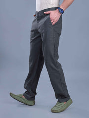 L&C Dark Grey  | Straight Fit | Regular Length | Fusing Elasted Casual Trousers For Men | PV 2 Way Lycra | Plain