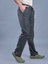 L&C Dark Grey  | Straight Fit | Regular Length | Fusing Elasted Casual Trousers For Men | PV 2 Way Lycra | Plain