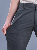 L&C Dark Grey  | Straight Fit | Regular Length | Fusing Elasted Casual Trousers For Men | PV 2 Way Lycra | Plain