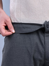 L&C Dark Grey  | Straight Fit | Regular Length | Fusing Elasted Casual Trousers For Men | PV 2 Way Lycra | Plain