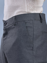 L&C Dark Grey  | Straight Fit | Regular Length | Fusing Elasted Casual Trousers For Men | PV 2 Way Lycra | Plain