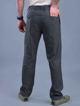 L&C Dark Grey  | Straight Fit | Regular Length | Fusing Elasted Casual Trousers For Men | PV 2 Way Lycra | Plain