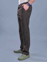 L&C Brown | Straight Fit | Regular Length | Fusing Elasted | Casual Trousers For Men | PV 2 Way Lycra | Plain