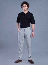 L&C Light Grey | Straight Fit | Regular Length | Fusing Elastic Casual Trousers For Men | PV 2 Way Lycra | Plain