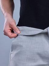 L&C Light Grey | Straight Fit | Regular Length | Fusing Elastic Casual Trousers For Men | PV 2 Way Lycra | Plain