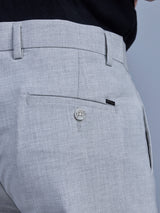 L&C Light Grey | Straight Fit | Regular Length | Fusing Elastic Casual Trousers For Men | PV 2 Way Lycra | Plain