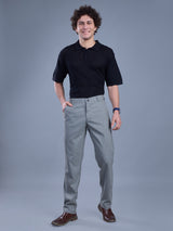 L&C Grey | Straight Fit | Regular Length | Fusing Elasted Casual Trousers For Men | PV 2 Way Lycra | Plain