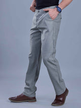 L&C Grey | Straight Fit | Regular Length | Fusing Elasted Casual Trousers For Men | PV 2 Way Lycra | Plain
