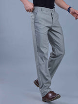 L&C Grey | Straight Fit | Regular Length | Fusing Elasted Casual Trousers For Men | PV 2 Way Lycra | Plain