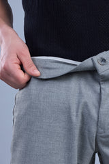 L&C Grey | Straight Fit | Regular Length | Fusing Elasted Casual Trousers For Men | PV 2 Way Lycra | Plain