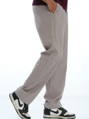 L&C Relax Fit | Regular Length | Light Grey | Linen Look | Cotton Blend | Casual Lowers for Men with chain on right side pocket