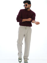 L&C Light Grey | Relax Fit | Regular Length | Casual Lowers For Men with chain on right side pocket| Tensile Linen Dobby Blend