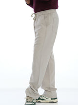 L&C Light Grey | Relax Fit | Regular Length | Casual Lowers For Men with chain on right side pocket| Tensile Linen Dobby Blend