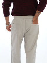 L&C Light Grey | Relax Fit | Regular Length | Casual Lowers For Men with chain on right side pocket| Tensile Linen Dobby Blend
