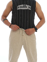 L&C Khaki | Relax Fit | Regular Length | Casual Lowers for Men with right side pocket chain| Lined Linen Look | Cotton Blend