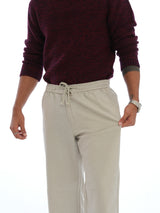 L&C Light Pista | Relax Fit | Regular Length | Casual Lowers For Men with chain on right side pocket| Linen Blend | Tensile Linen Dobby