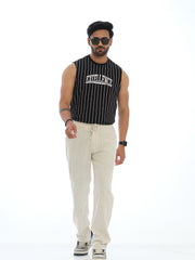 L&C Beige | Relax Fit | Regular Length | Casual Lowers For Men with right side pocket chain| Lined Linen Look | Cotton Blend