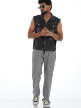 L&C Grey | Relax Fit | Regular Length | Casual Lowers For Men with chain on right side pocket| Lined Linen Look | Cotton Blend