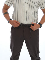 L&C Grey | Relax Fit | Regular Length | Casual Lowers for Men | Checked Dobby | Cotton Comfort Fabric