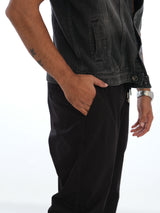 L&C Black | Relax Fit | Regular Length | Casual Checked Dobby Lowers For Men | Cotton Dobby Fabric