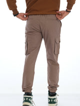 L&C Brown | Ankle Length | Cotton Dobby|  Cargo Joggers for Men with chain on both side pockets| Casual Wear | Joggers Fit