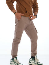 L&C Brown | Ankle Length | Cotton Dobby|  Cargo Joggers for Men with chain on both side pockets| Casual Wear | Joggers Fit