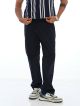 L&C Navy | Checked Dobby | Relax Fit | Regular Length | Casual Lowers For Men | Cotton Comfort Fabric