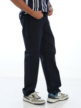 L&C Navy | Checked Dobby | Relax Fit | Regular Length | Casual Lowers For Men | Cotton Comfort Fabric