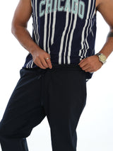 L&C Navy | Checked Dobby | Relax Fit | Regular Length | Casual Lowers For Men | Cotton Comfort Fabric