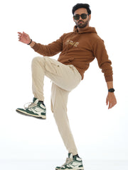 L&C Beige | Ankle Length | Cargo Joggers for Men with chain on both side pockets | Cotton Dobby | Casual Wear