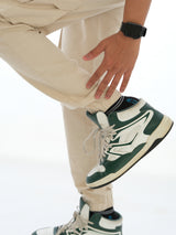 L&C Beige | Ankle Length | Cargo Joggers for Men with chain on both side pockets | Cotton Dobby | Casual Wear