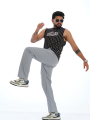 L&C Sky Blue | Relax Fit | Regular Length | Casual Lowers For Men with chain on right side pocket| Linen Look | Cotton Blend Fabric