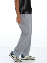 L&C Sky Blue | Relax Fit | Regular Length | Casual Lowers For Men with chain on right side pocket| Linen Look | Cotton Blend Fabric