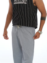 L&C Sky Blue | Relax Fit | Regular Length | Casual Lowers For Men with chain on right side pocket| Linen Look | Cotton Blend Fabric
