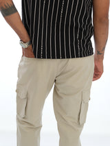 L&C Light Grey | Joggers Fit | Ankle Length | Cargo Joggers For Men with chain on both side pockets | Cotton Dobby Fabric