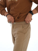 L&C Khaki | Relax Fit | Regular Length | Casual Checked Dobby | Cotton Lowers For Men