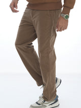L&C Khaki | Relax Fit | Regular Length | Casual Cordroi Dobby Trousers for Men with Patch Pockets