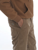 L&C Khaki | Relax Fit | Regular Length | Casual Cordroi Dobby Trousers for Men with Patch Pockets