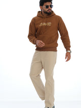 L&C Beige Relax Fit Regular Length Casual Cordroi Trousers For Men | Patch Pocket | Imported Fabric