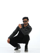 L&C Black | Relax Fit | Regular Length| Casual Trousers For Men | Patch Pocket Cordroi Dobby