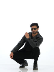 L&C Black | Relax Fit | Regular Length| Casual Trousers For Men | Patch Pocket Cordroi Dobby