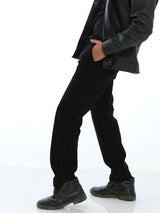 L&C Black | Relax Fit | Regular Length| Casual Trousers For Men | Patch Pocket Cordroi Dobby