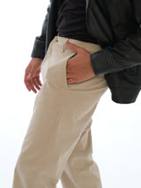 L&C Beige | Relax Fit | Regular Length | Cordroi Dobby Casual Trousers For Men | Imported Fabric