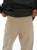 L&C Beige | Relax Fit | Regular Length | Cordroi Dobby Casual Trousers For Men | Imported Fabric