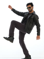 L&C Grey | Relax Fit | Regular Length Casual Trousers For Men | Imported Cordroi Fabric | Bon Pocket Dobby Design